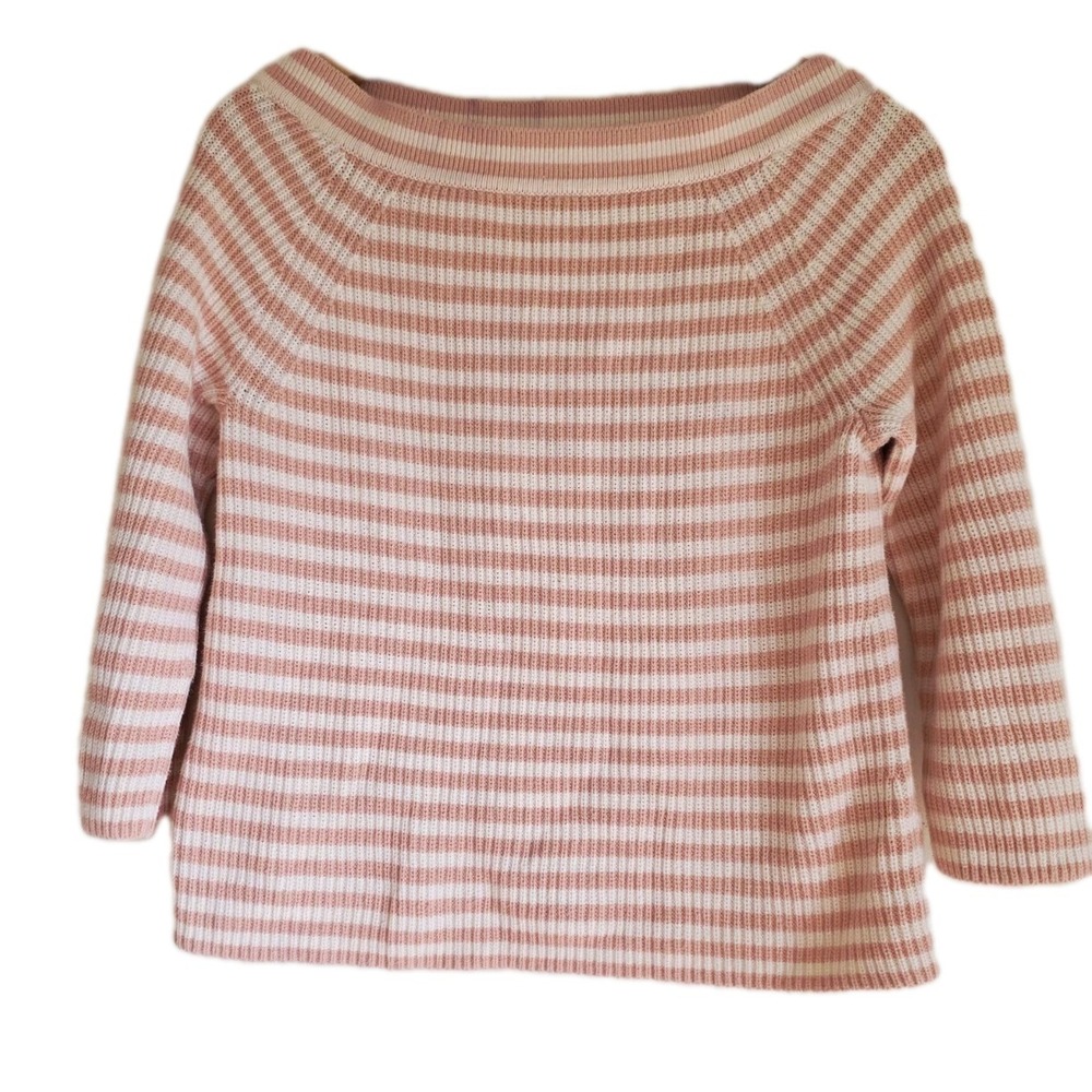 J.Crew Womens Sweater Relaxed Boatneck Striped Blush Size S